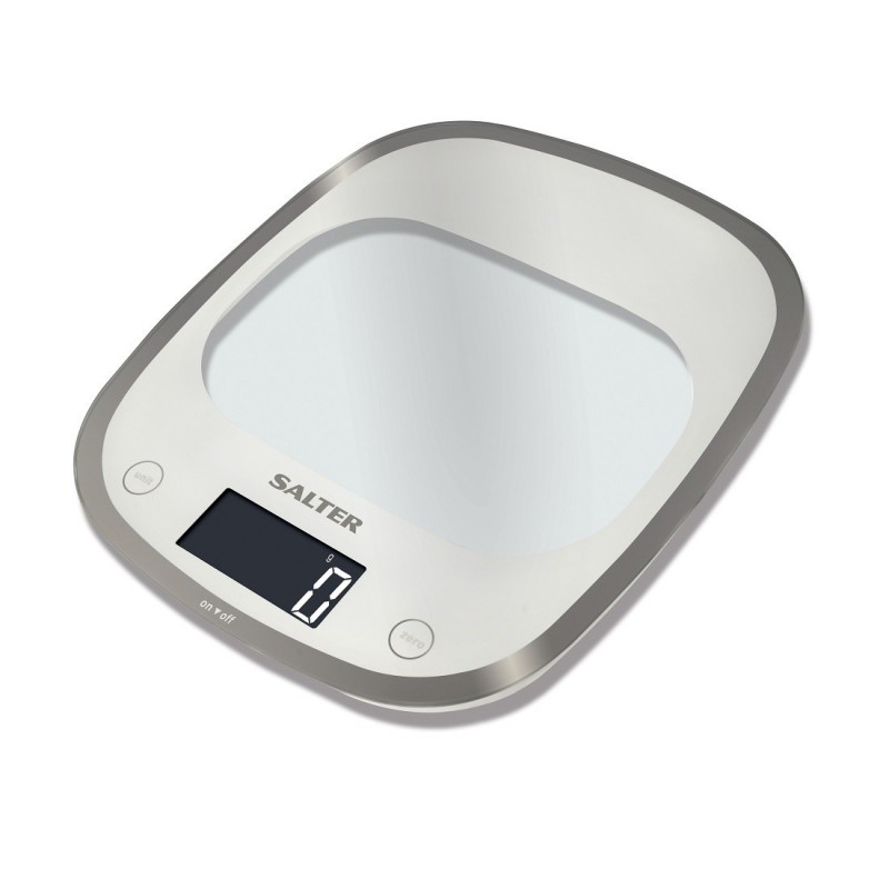 Salter Digital Curve Glass Kitchen Scale Max 5 kg – White - Anasia