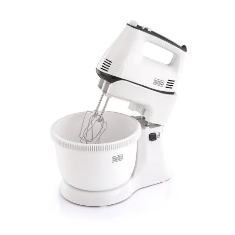 BLACK+DECKER 2-in-1 Pedestal Hand Mixer with Rotating Bowl, Black