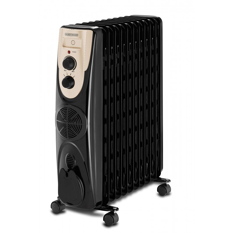Oil Radiator Heater - 11 Fin - Fan Forced Black+Decker - 11 Fins Oil Radiator Heater 2500W – Black - Image 1