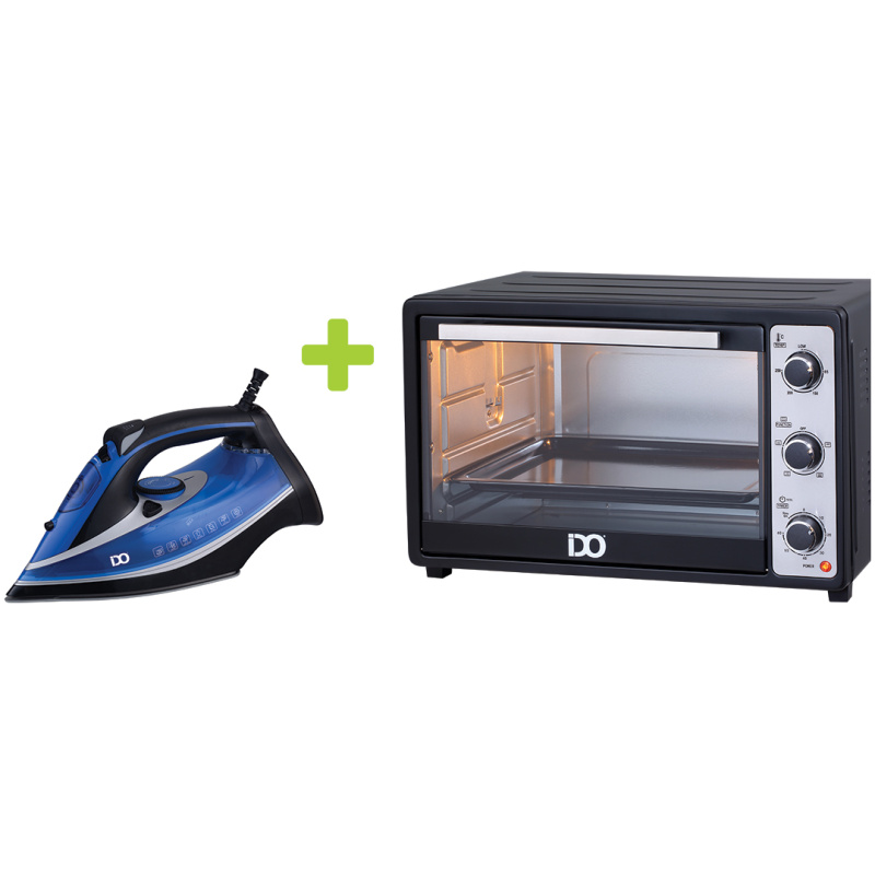 IDO Single Glass Toaster Oven 45 Liters + Ceramic Steam Iron 2800W