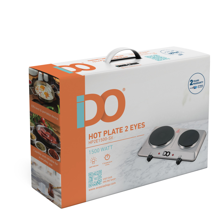 IDO Hot Plate 2 Eye 1500 W Silver – HP1E1500-SV